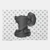 Black Shih Tzu Cute Cartoon Dog Illustratie Theedoek (Horizontaal)