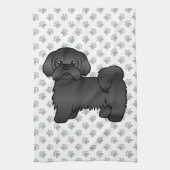 Black Shih Tzu Cute Cartoon Dog Illustratie Theedoek (Verticaal)