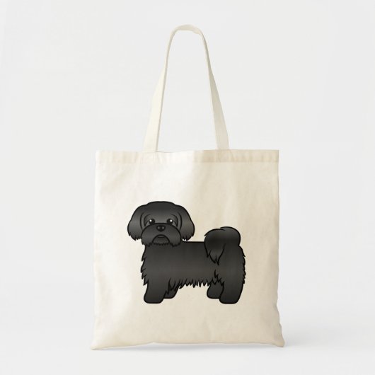 Black Shih Tzu Cute Cartoon Dog Illustratie Tote Bag (Voorkant)