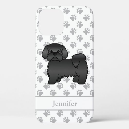 Black Shih Tzu Cute Cartoon Dog & Name Case-Mate iPhone Case (Achterkant)