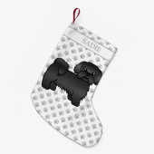 Black Shih Tzu Cute Cartoon Dog & Name Kleine Kerstsok (Voorkant (Hangend))