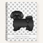 Black Shih Tzu Cute Cartoon Dog & Name Notitieboek (Voorkant)