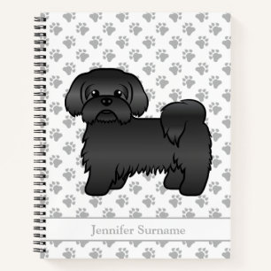 Black Shih Tzu Cute Cartoon Dog & Name Notitieboek