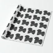 Black Shih Tzu Cute Cartoon Dog Pattern Cadeaupapier (Uitgerold)
