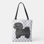 Black Shih Tzu Cute Cartoon Dog & Paws Tote Bag (Achterkant)
