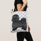 Black Shih Tzu Cute Cartoon Dog & Paws Tote Bag (Dichtbij)