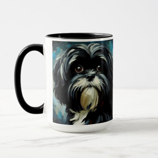 Black Shih Tzu Dog Coffee Mok Cup (Links)