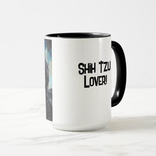 Black Shih Tzu Dog Coffee Mok Cup (Voorkant rechts)