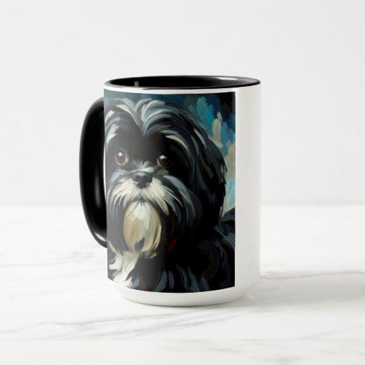 Black Shih Tzu Dog Coffee Mok Cup (Voorkant links)