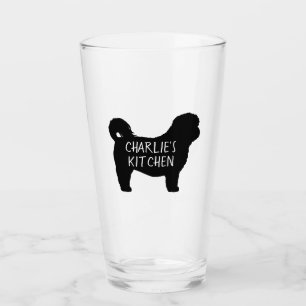Black Shih Tzu Dog Silhouet gepersonaliseerd Glas
