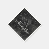 Black Shimmer & Sparkle Monogram Verjaardag Servetten (Hoek)
