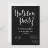Black Shimmering Silver Holiday Party Kaart (Voorkant)