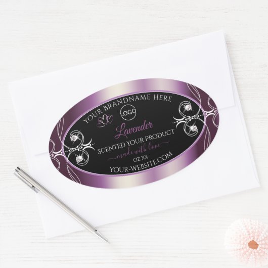 Black Shimmery Paars Decor Logo Product Labels (Envelop)