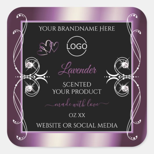 Black Shimmery Paars Decor Logo Product Labels (Voorkant)