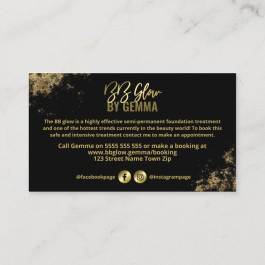 Black Shine Gold Foil BB Glow Treatment Visitekaartje (Achterkant)