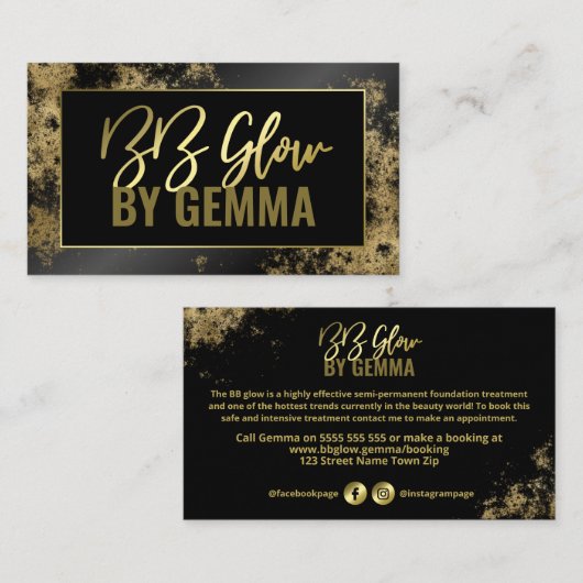 Black Shine Gold Foil BB Glow Treatment Visitekaartje (Voorkant / Achterkant)