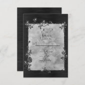 Black Shiny Elegant Sparkly Frame RSVP Kaartje (Voorkant / Achterkant)