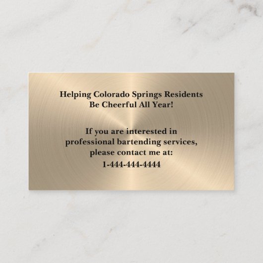 Black & Shiny Gold Event Bartender Visitekaartje (Achterkant)