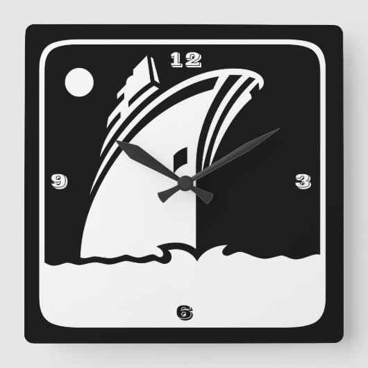 Black Ship Cruise - Retro Style Wall Clock Vierkante Klok (Voorkant)