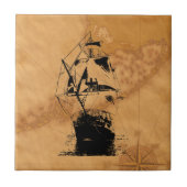 Black Ship Silhouette Tegeltje (Voorkant)