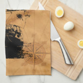 Black Ship Silhouette Theedoek (Quarter Fold)