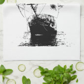Black Ship Silhouette Theedoek (Gevouwen)