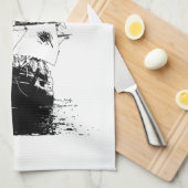 Black Ship Silhouette Theedoek (Quarter Fold)