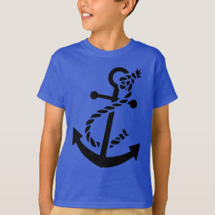 Black Ship's Anchor Nautical Marine Thmed T-shirt