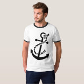 Black Ship's Anchor Nautical Marine Thmed T-shirt (Voorkant volledig)
