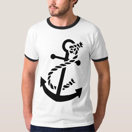 Black Ship's Anchor Nautical Marine Thmed T-shirt (Voorkant)