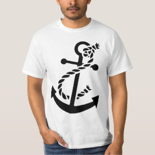 Black Ship's Anchor Nautical Marine Thmed T-shirt