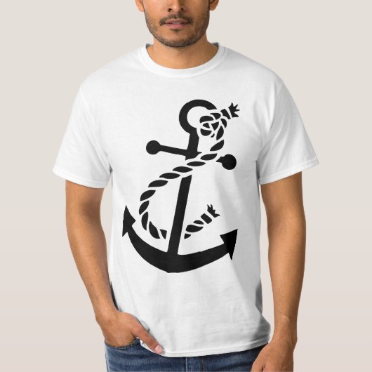 Black Ship's Anchor Nautical Marine Thmed T-shirt (Voorkant)