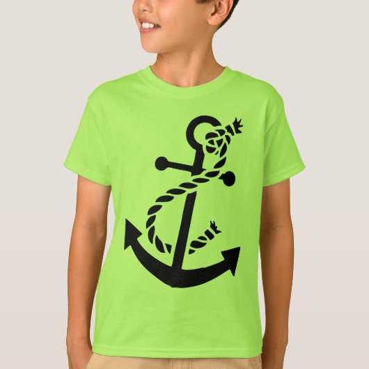 Black Ship's Anchor Nautical Marine Thmed T-shirt (Voorkant)