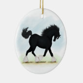 Black Shire Horse met Blaze en Stockings Keramisch Ornament (Rechts)