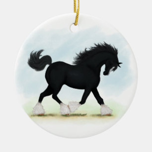 Black Shire Horse met Blaze en Stockings Keramisch Ornament