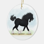 Black Shire Horse met Blaze en Stockings Keramisch Ornament (Links)