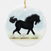 Black Shire Horse met Blaze en Stockings Keramisch Ornament (Achterkant)