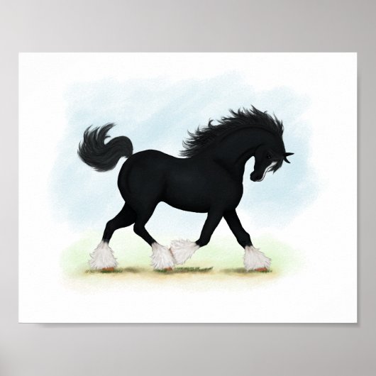 Black Shire Horse met Blaze en Stockings Poster (Voorkant)