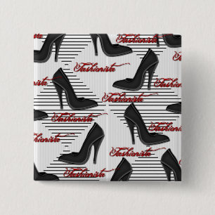 Black Shoes-Fashionista-Button Vierkante Button 5,1 Cm