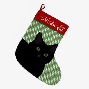 Black Short Hair Cat Green Eyes, speciaal geperson Grote Kerstsok