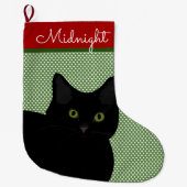 Black Short Hair Cat Green Eyes, speciaal geperson Grote Kerstsok (Voorkant)