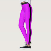 Black Side Stripe Neon Purple Leggings Your Colors (Links)