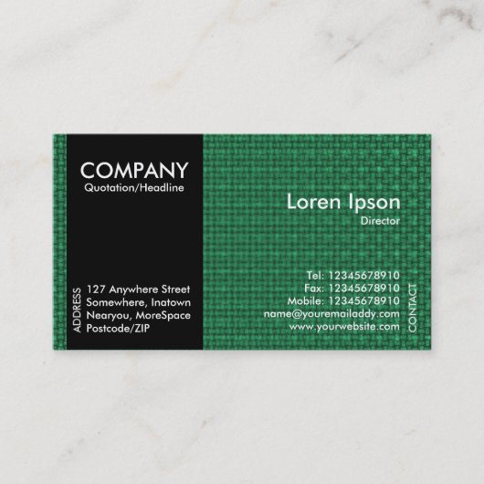 Black SideBand - Green Fabric Texture Visitekaartje (Voorkant)