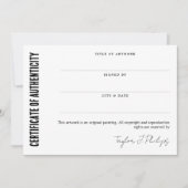 Black Signature Script Certificate of Authenticity (Voorkant)