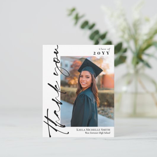 Black Signature Script Foto Afstuderen Bedankt (Staand voorkant)