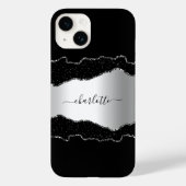 Black Silagate marble Name script Case-Mate iPhone Case (Achterkant)