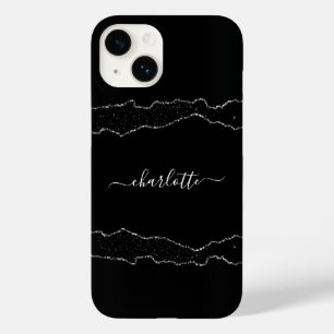 Black Silagate marble Name script Case-Mate iPhone 14 Hoesje