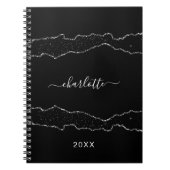 Black Silagate marble Name script Notitieboek (Voorkant)