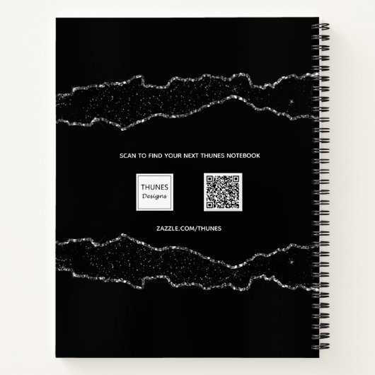 Black Silagate marble Name script Notitieboek (Achterkant)