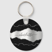 Black Silagate marble Name script Sleutelhanger (Achterkant)